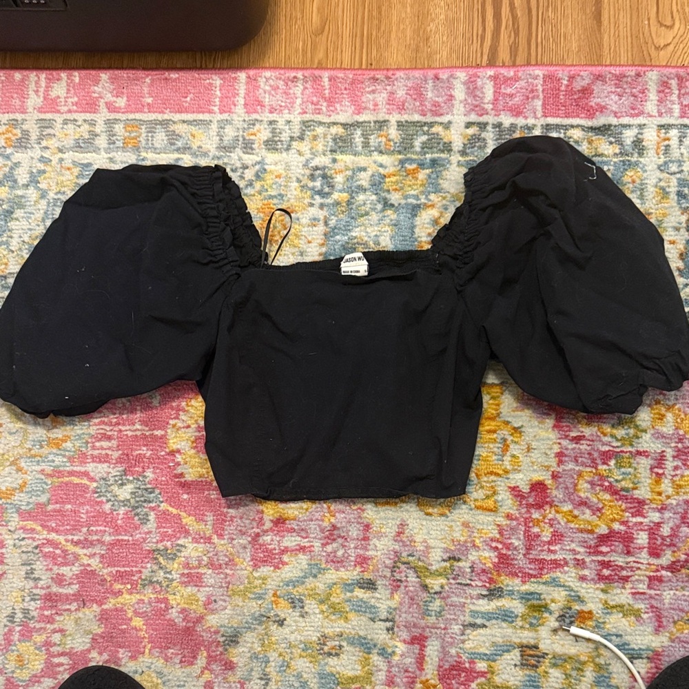 Jason Wu black cropped puff sleeve top barely worn
